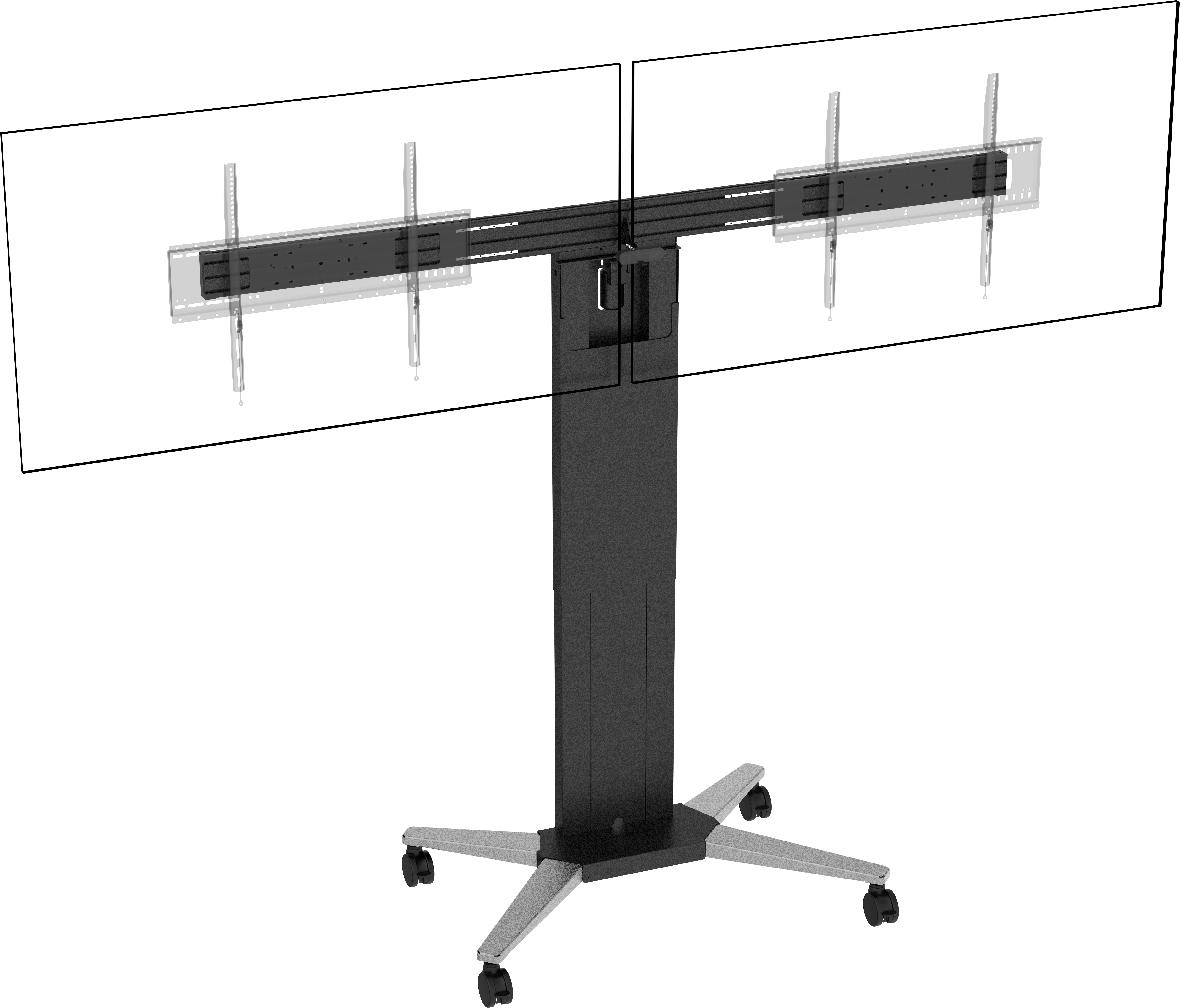VISION VFM-F50T/D - motorisierter Rollwagen für 2 Displays - 55-86 Zoll - VESA 800x600mm - je max. 40kg - Schwarz