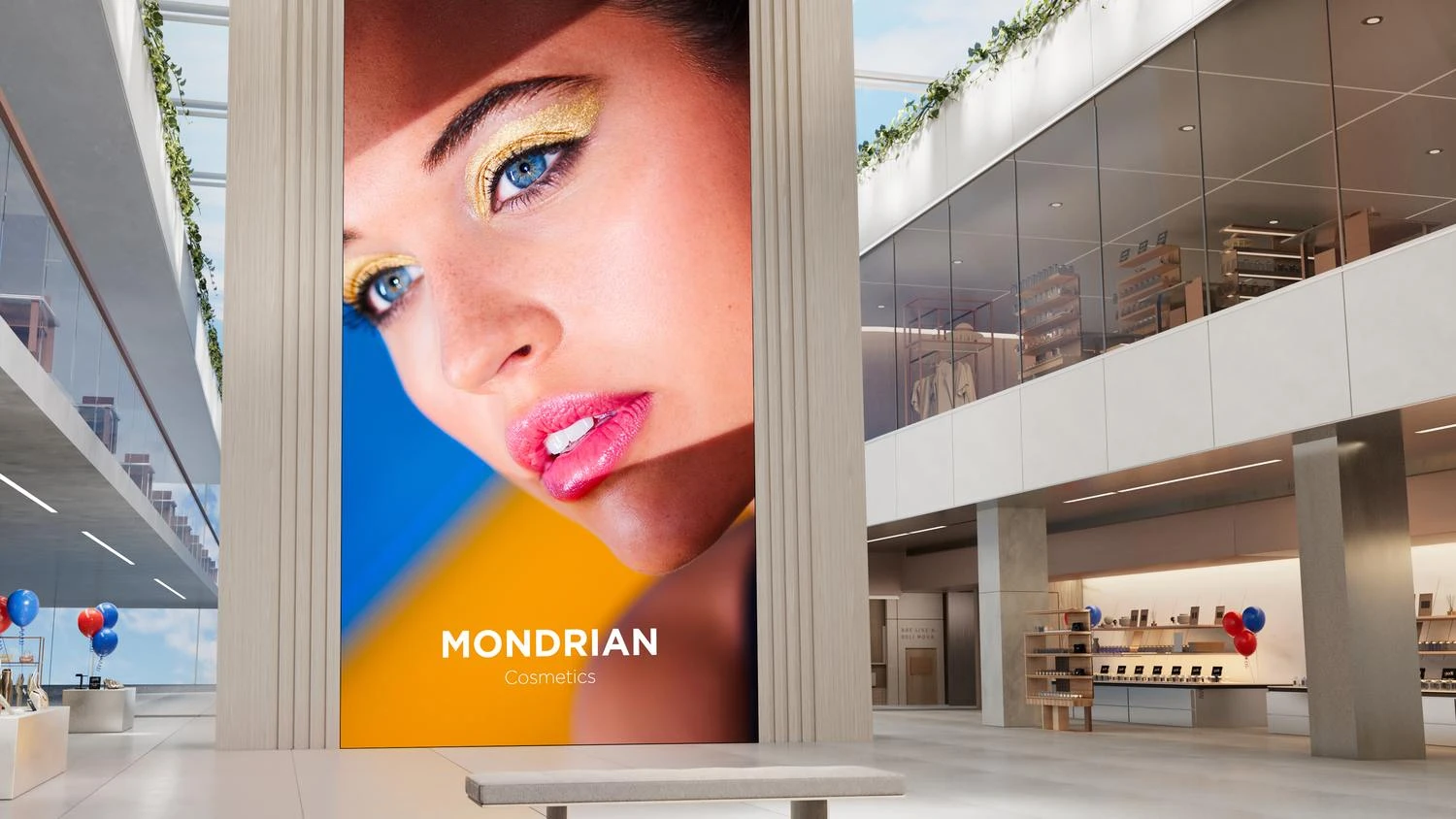 Einkaufszentrum mit Digital-Signage LED-Wall