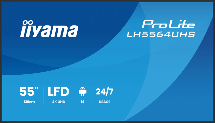 iiyama ProLite LH5564UHS-B1AG – 55" 4K Display, 500 cd/m² Helligkeit mit AntiGlare-Beschichtung für 24/7 Digital Signage & Dauerbetrieb