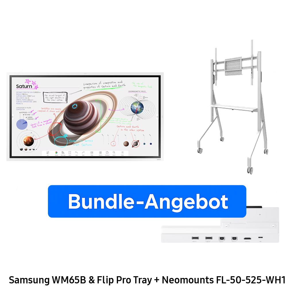 Samsung Flip Pro WM65B Bundle - 65 Zoll Flipchart & Flip Pro Tray CY-TF65BBC & Neomounts FL50-525WH1 Trolley