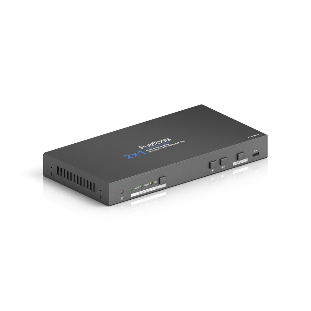 PureTools PT-PSW-21 – 2×1 Präsentations-Switcher mit HDMI/VGA-Eingängen, HDBaseT-Ausgang, 4K30 & EDID-Management