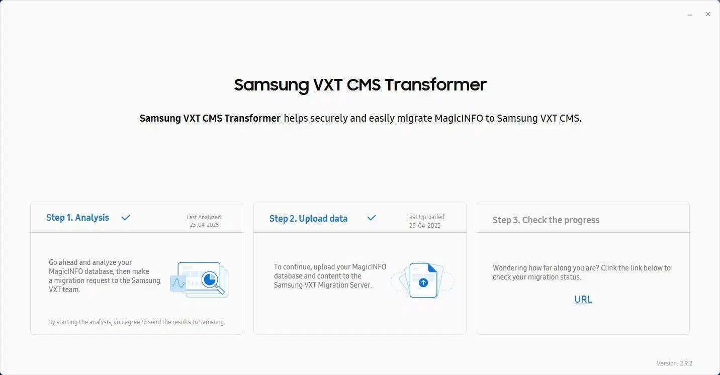 Upload von Inhalten in Samsung VXT
