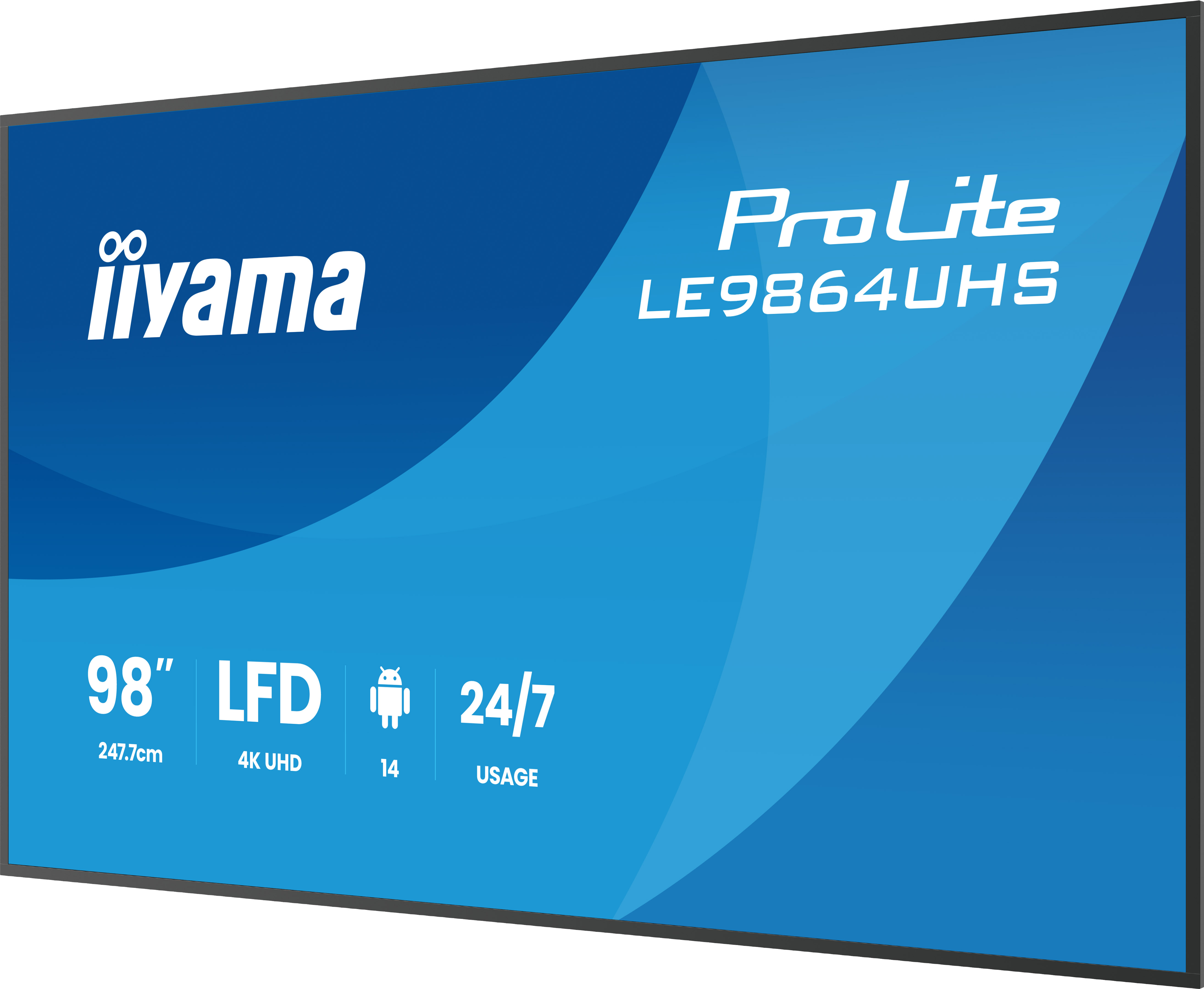 iiyama ProLite LE9864UHS-B1AG - 98 Zoll - 500 cd/m², UHD  3840x2160 Pixel, 24/7, Android 14 Signage Display